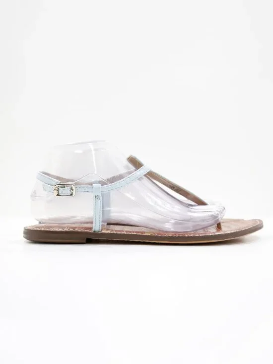 Sam Edelman Gigi Light Blue Patent Leather Lightweight Flat Thong Sandals - 9.5 - Picture 3 of 7